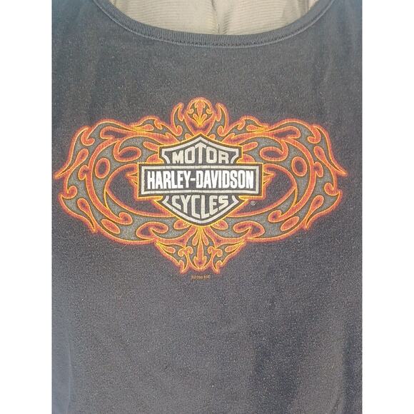 Vintage Women's Harley Davidson Logo Long Sleeve Black Shirt With Tie Back - Picture 2 of 10